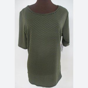 NWT LULAROE GIGI TOP 2XL BLACK/GREEN DOTS